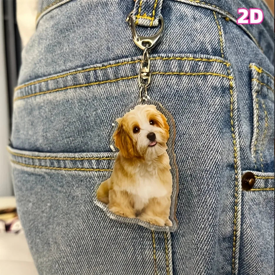 Flat Custom Pet Avatar Photo Keychain, Full-Body Pet Photo Customization, Personalized Pets, Custom Acrylic Accessories