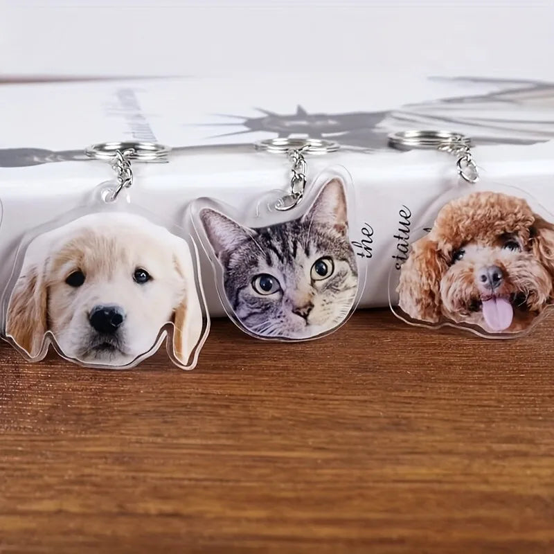 Flat Custom Pet Avatar Photo Keychain, Full-Body Pet Photo Customization, Personalized Pets, Custom Acrylic Accessories