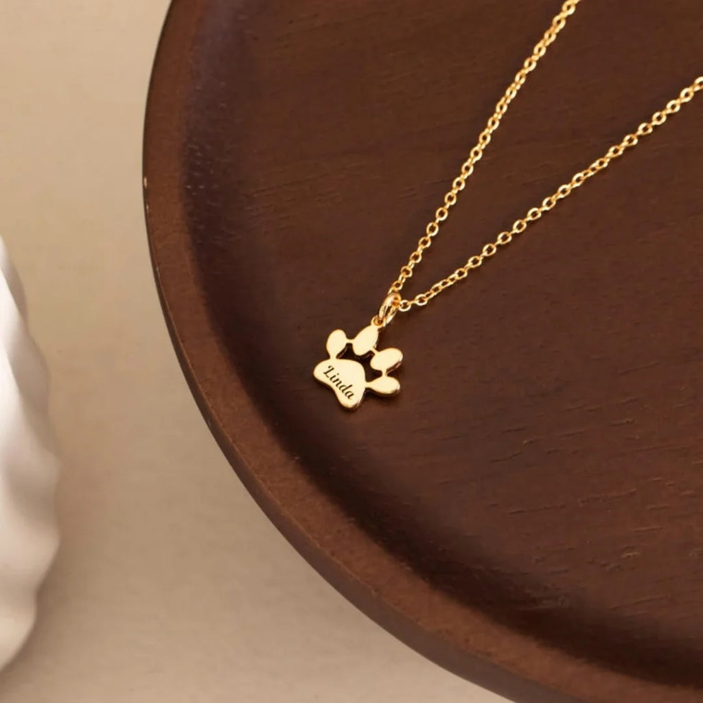 Custom Name Necklace Personalized Paw Necklace Chain Stainless Steel Lovely Cat Dog Paw Pet Necklace Jewelry Gifts for Women