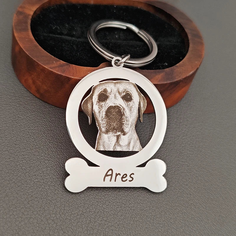 Custom Pet Photo And Name Keychain Personalized Pet Memories Keychains Customized Family Photos Portrait Keyring Pet Lovers Gift