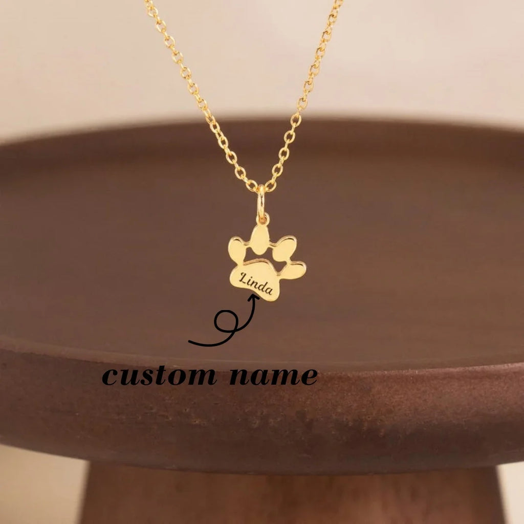 Custom Name Necklace Personalized Paw Necklace Chain Stainless Steel Lovely Cat Dog Paw Pet Necklace Jewelry Gifts for Women