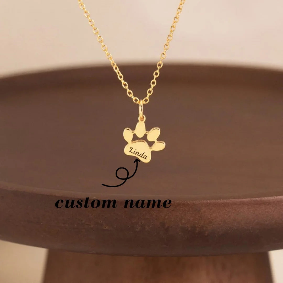 Custom Name Necklace Personalized Paw Necklace Chain Stainless Steel Lovely Cat Dog Paw Pet Necklace Jewelry Gifts for Women