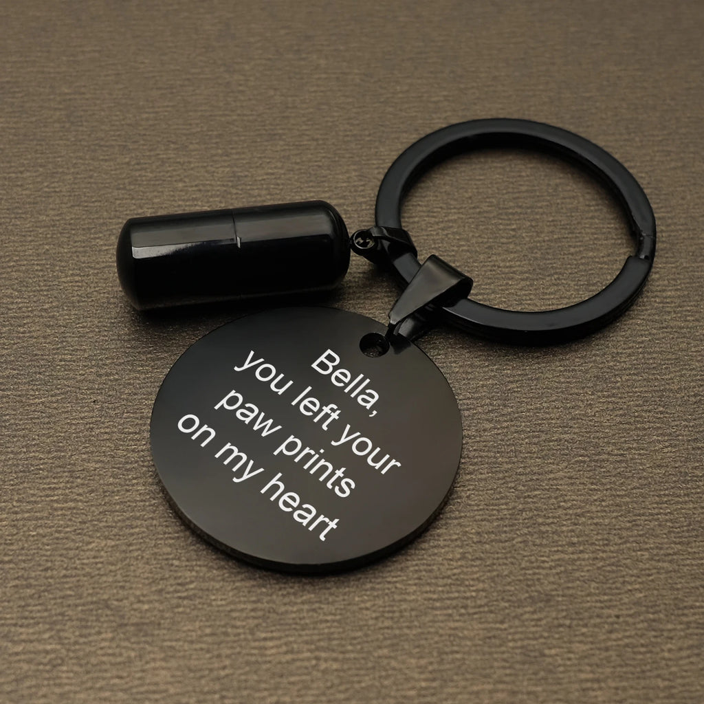 Custom Pet Portrait Key Chain Dog Photo Keychain Cremation Jewelry Dog Ashes Urn Keyring Pet Memorial Gift for Him Her