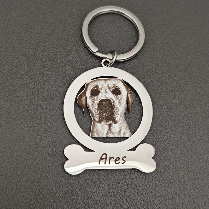 Custom Pet Photo And Name Keychain Personalized Pet Memories Keychains Customized Family Photos Portrait Keyring Pet Lovers Gift