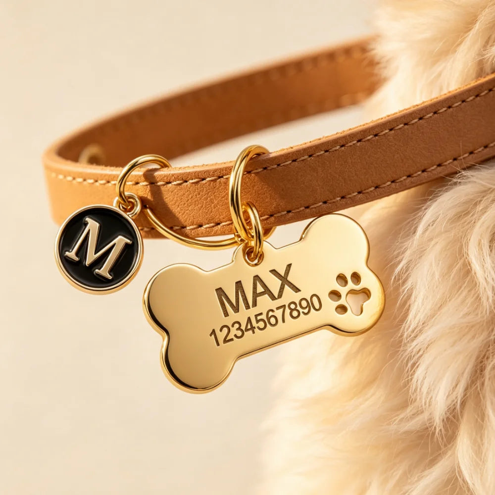 Engraved name & number bone tag