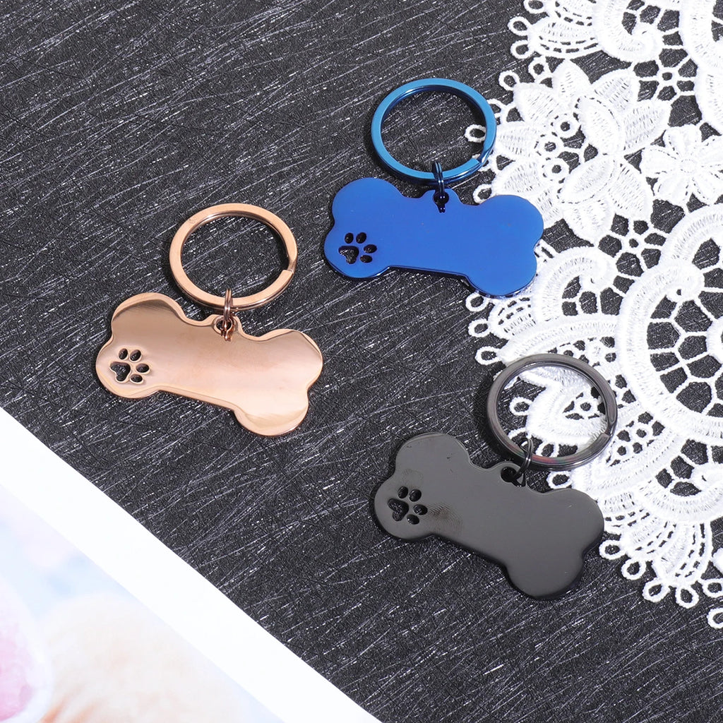 Custom Text Dog Tags Personalized Name Dog Cat ID Tag Bone Shaped Pendant Laser Engraving Address Number Customized Pets ID Tag