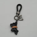 Cartoon Cute Dog Custom Name Number Car Keychain Laser Personalized Logo Leather Key Chain Ring Puppy Pendant Braid Rope Keyring