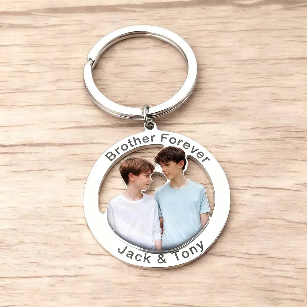 Family Couple Dog Cat Pet Print Photo Keychain Personalized Custom Valentine Gift For Women Men Steel Memorial Souvenir Key Ring