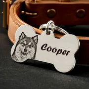 Photo & Name Bone Collar Tag & Keychain