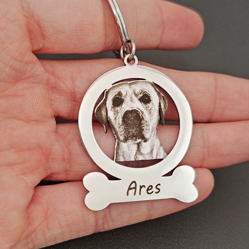 Custom Pet Photo And Name Keychain Personalized Pet Memories Keychains Customized Family Photos Portrait Keyring Pet Lovers Gift