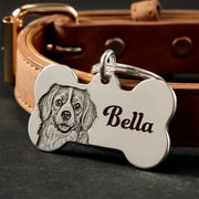 Photo & Name Bone Collar Tag & Keychain