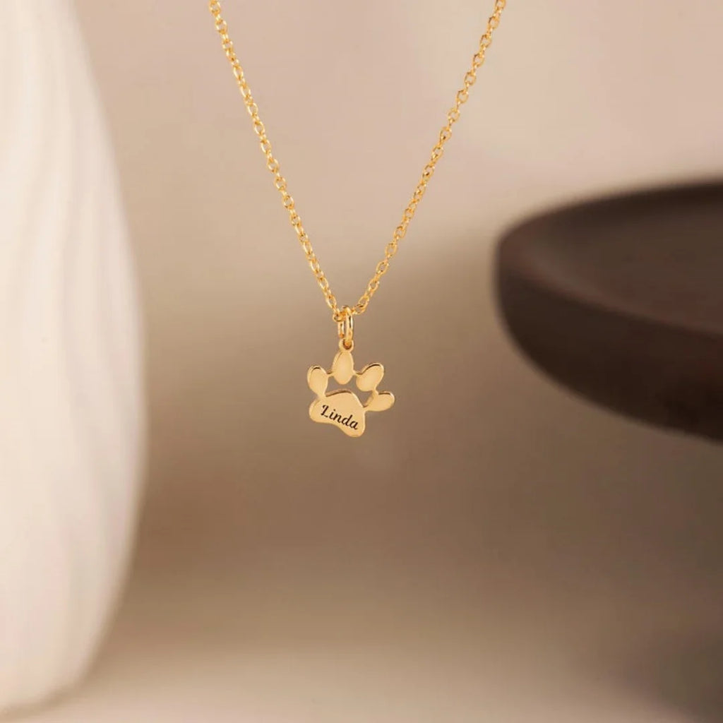Custom Name Necklace Personalized Paw Necklace Chain Stainless Steel Lovely Cat Dog Paw Pet Necklace Jewelry Gifts for Women