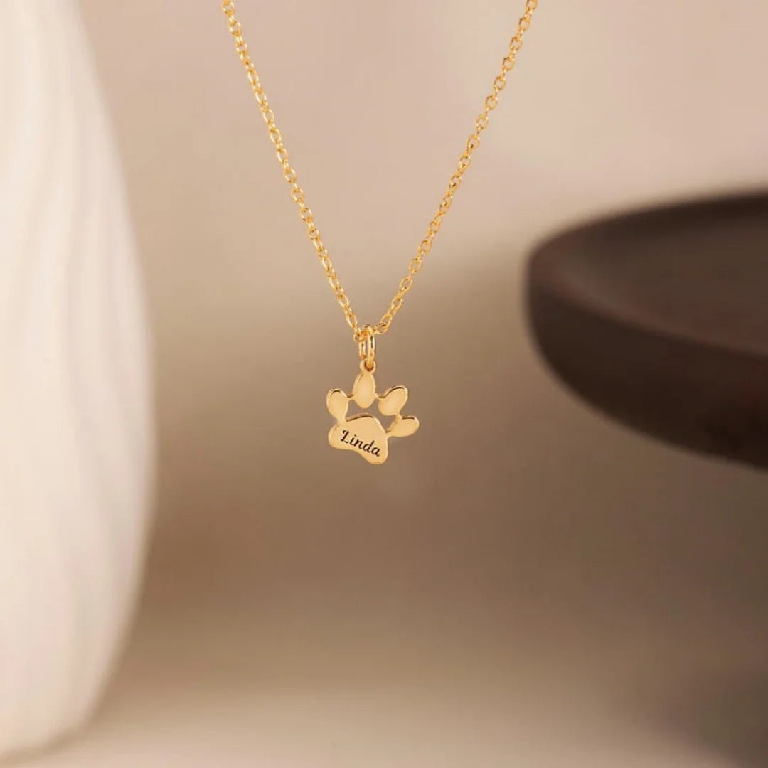 Custom Name Necklace Personalized Paw Necklace Chain Stainless Steel Lovely Cat Dog Paw Pet Necklace Jewelry Gifts for Women