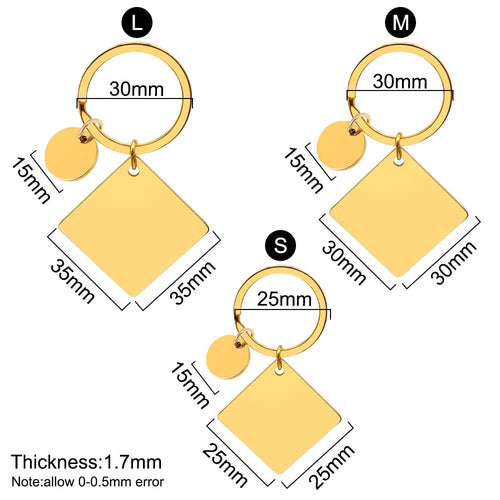 20Sets Pet Dog ID Tag Stainless Steel Mirror Metal Blank Square Personalized Keychain Keyring Engravable Anti-lost Accessories
