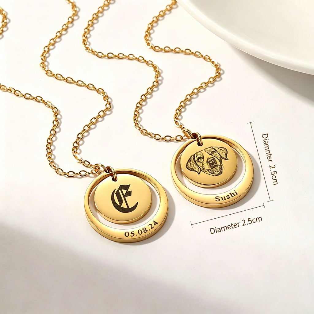 Hot Sale Custom Pet Portrait Line Necklace Personalized Stainless Steel Laser Engraved Name Pendant Gift for Pet Lovers Memorial