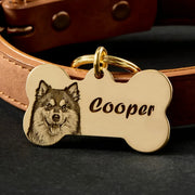 Photo & Name Bone Collar Tag & Keychain
