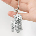 Custom Pet Photo Engraved Keychain Stainless Steel Dog Portrait Keyring Personalized Pet Memorial Gift For Dog Lovers Souvenir