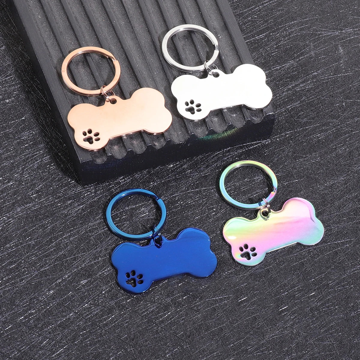 Custom Text Dog Tags Personalized Name Dog Cat ID Tag Bone Shaped Pendant Laser Engraving Address Number Customized Pets ID Tag