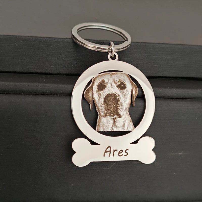 Custom Pet Photo And Name Keychain Personalized Pet Memories Keychains Customized Family Photos Portrait Keyring Pet Lovers Gift