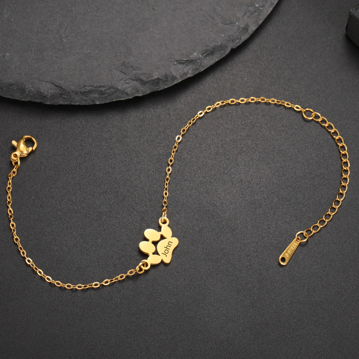 Sipuris Dog Paw Custom Engrave Name Bracelet For Women Men Stainless Steel Hip Hop Jewelry Valentine's Day Gifts For Pet Lovers