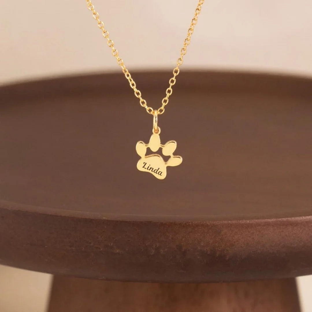 Custom Name Necklace Personalized Paw Necklace Chain Stainless Steel Lovely Cat Dog Paw Pet Necklace Jewelry Gifts for Women