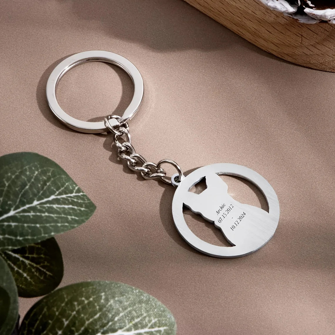Personalized Stainless Steel Pet Keychain Customized Laser Engraved Photo Text Surface Brushed Finish Anti-Scratch Pet Memorial Gift